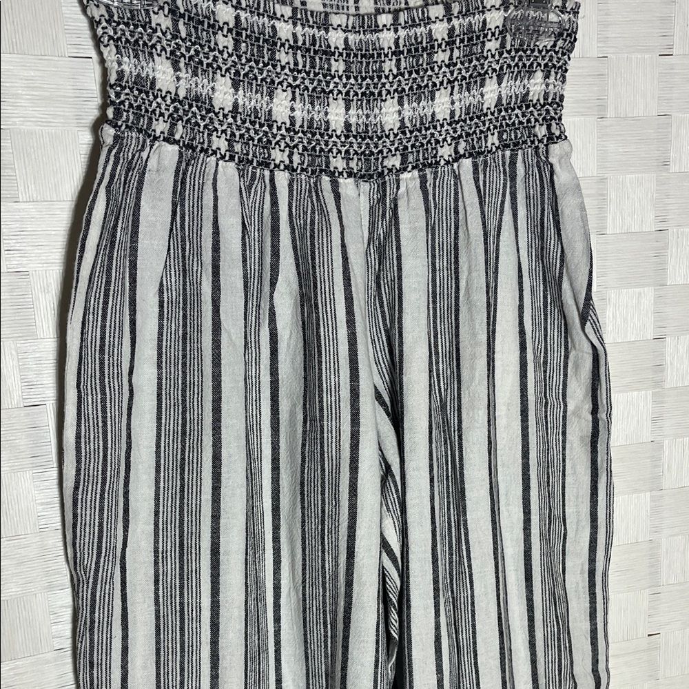 Rewash Black & White Striped Wide-Leg Smocked Waist Pants - Picture 2 of 7
